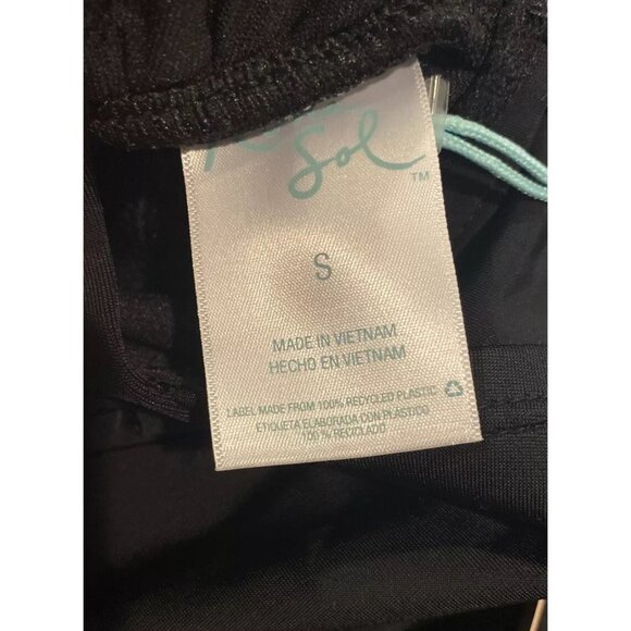 Kona Sol Women's One Piece Black Swimsuit Small 4 6 Lace-Up Scallop Edge Swim T8 - Picture 6 of 7